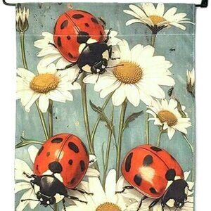 12x18 Vintage Style Spring Ladybug Daisy Daisies Garden Flag Yard Decor New